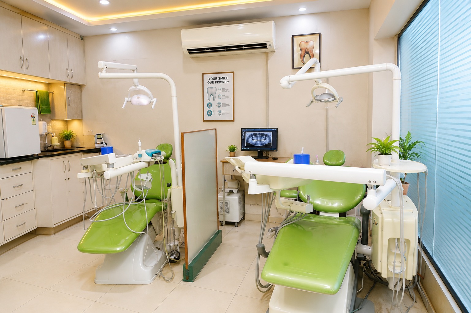 Dental treatment room with modern equipment